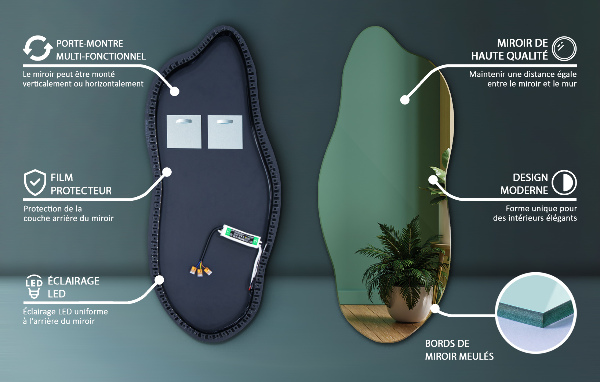 Onregelmatige spiegel met led 40x90 cm