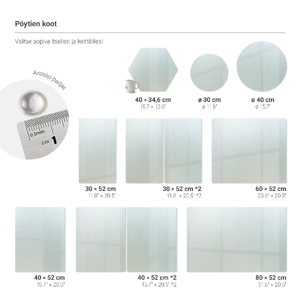 Glazen snijplank set van 2 stuks in formaat 40 x 52 cm