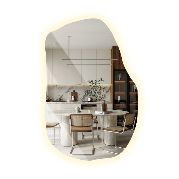 Asymmetrische spiegel led modieus 90x59 cm