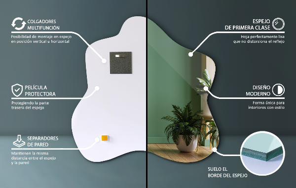 Asymmetrische spiegel vlek 48x48 cm