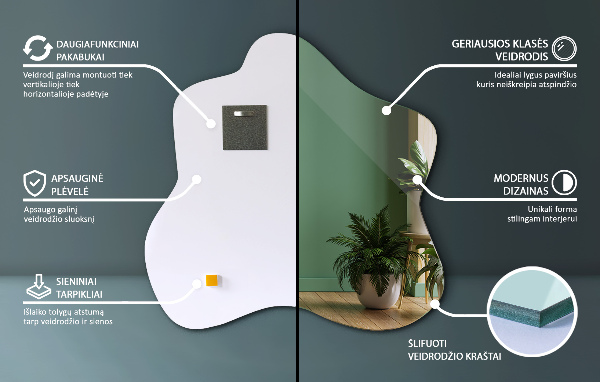 Asymmetrische spiegel vlek 58x58 cm