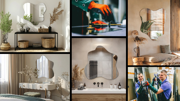 Asymmetrische spiegel vlek 58x58 cm