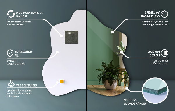 Asymmetrische spiegel vlek 68x67 cm