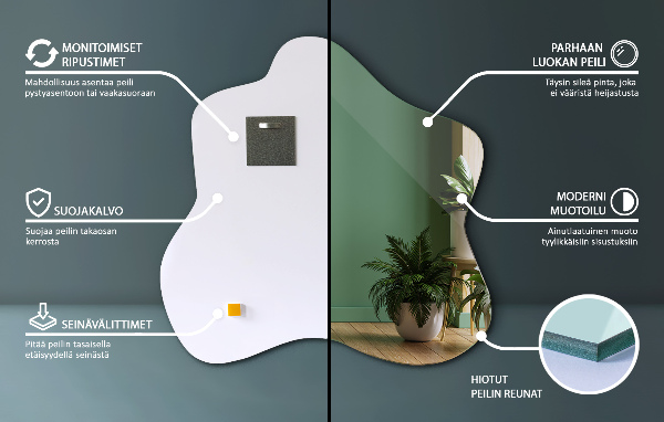 Asymmetrische spiegel vlek 77x77 cm