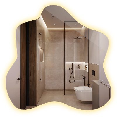 Asymmetrische spiegel vlek met verlichting 58x58 cm