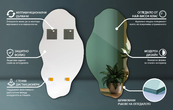 Organische spiegel vlek 40x80