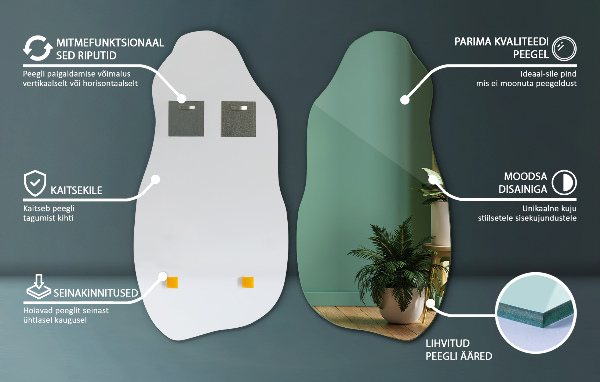 Organische spiegel decoratieve vormen 40x80