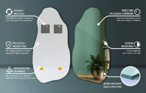 Asymmetrische spiegel stijlvol accessoire zonder frame 45x90