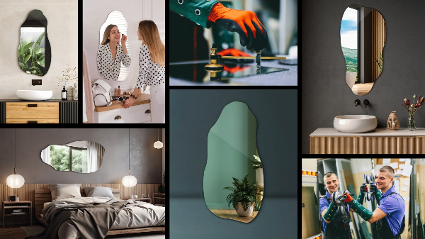 Asymmetrische spiegel stijlvol accessoire zonder frame 45x90