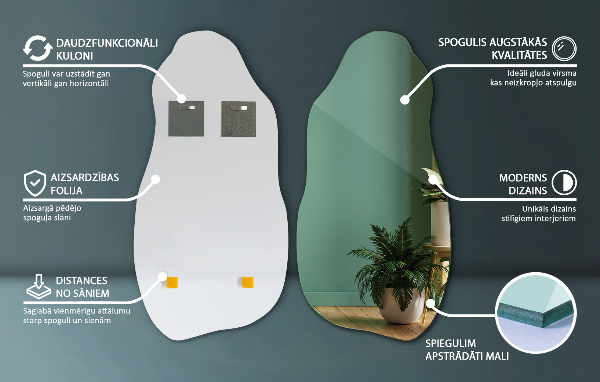 Spiegel organische vorm originele ophanging 50x100