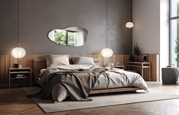 Spiegel organische vorm originele ophanging 50x100