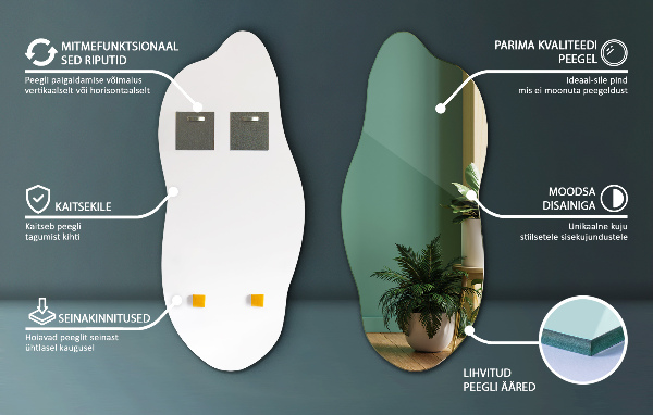 Organische spiegel decoratief voor aan de muur 35x80 cm