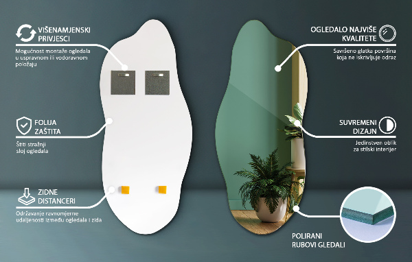 Organische spiegel decoratief voor aan de muur 35x80 cm