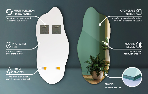 Organische spiegel decoratief voor aan de muur 35x80 cm