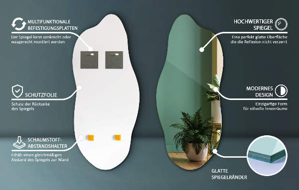 Asymmetrische spiegel zonder kader 40x90 cm