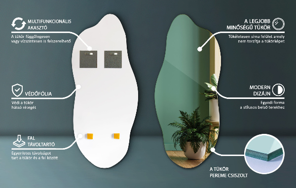 Asymmetrische spiegel zonder kader 40x90 cm