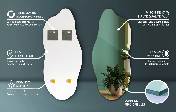 Spiegel asymmetrisch modern 45x100 cm