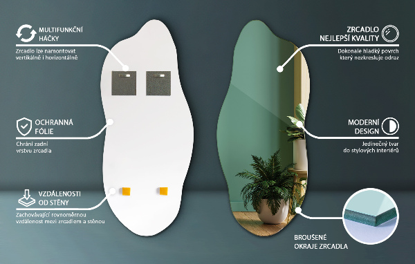 Spiegel asymmetrisch modern 45x100 cm