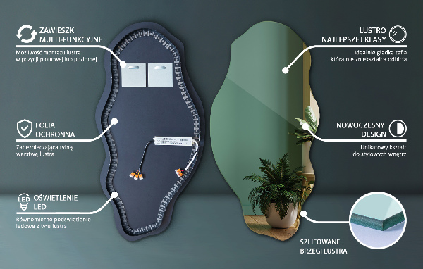 Spiegel organisch met licht modieus 40x80 cm