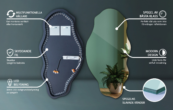 Spiegel organisch met licht modieus 40x80 cm