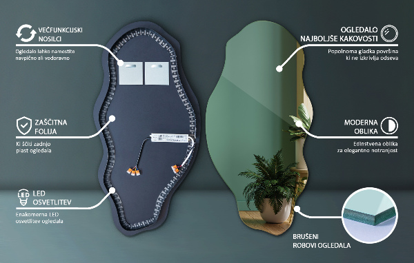 Spiegel organisch met licht modieus 40x80 cm