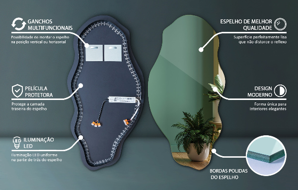 Spiegel organisch met licht modieus 40x80 cm