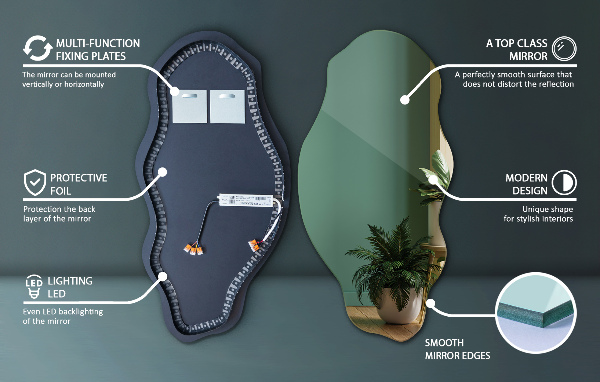 Organische spiegel met led verlichting decoratief 45x90 cm