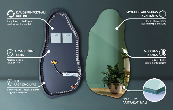 Asymmetrische spiegel led 45x90 cm