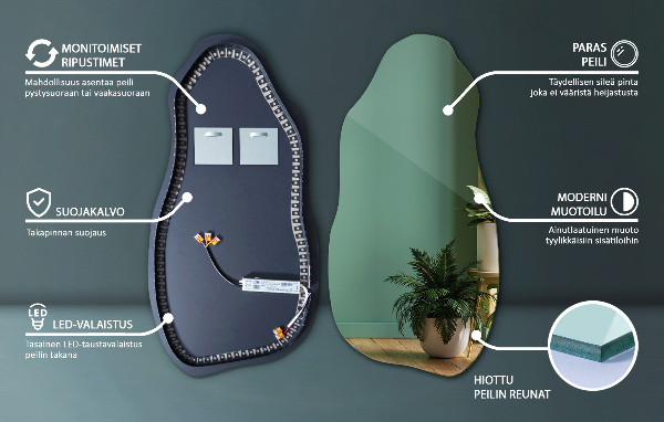 Asymmetrische spiegel led 45x90 cm