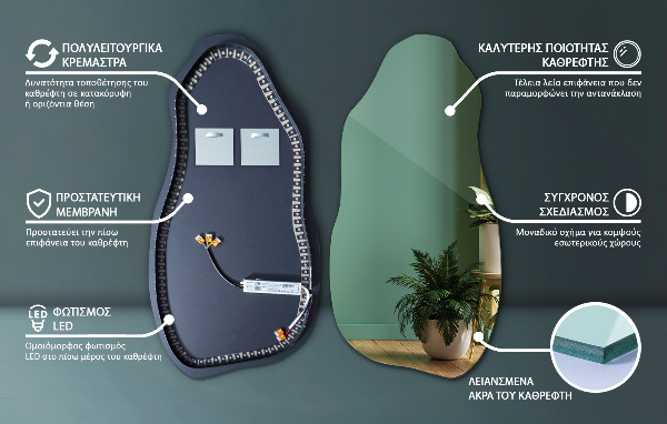 Asymmetrische spiegel led 45x90 cm