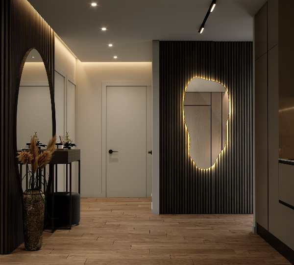 Asymmetrische spiegel met verlichting modern 50x100 cm