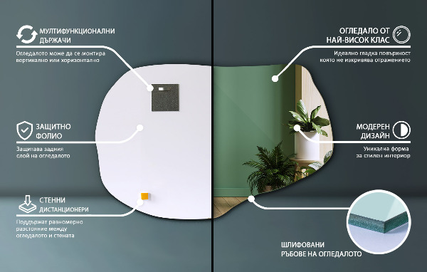 Asymmetrische spiegel decoratieve 70x46 cm