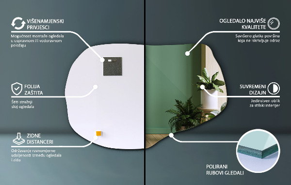 Asymmetrische spiegel decoratieve 70x46 cm