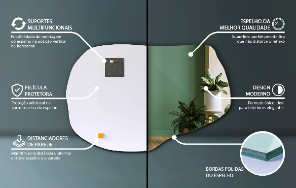 Asymmetrische spiegel decoratieve 70x46 cm