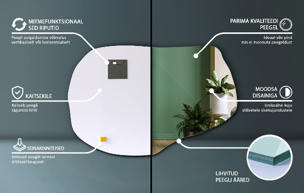 Spiegel onregelmatig stijlvolle 90x59 cm