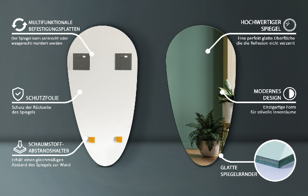 Spiegel druppelvorm 50x100 cm