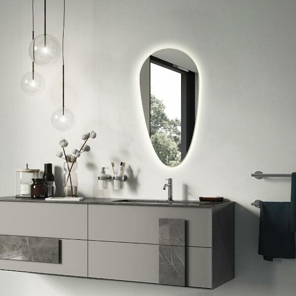 Druppelvormige spiegel led 50x100 cm