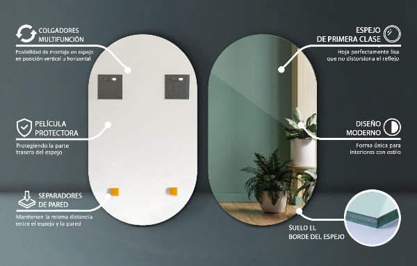 Ovale hangspiegel zonder lijst 46x80 cm