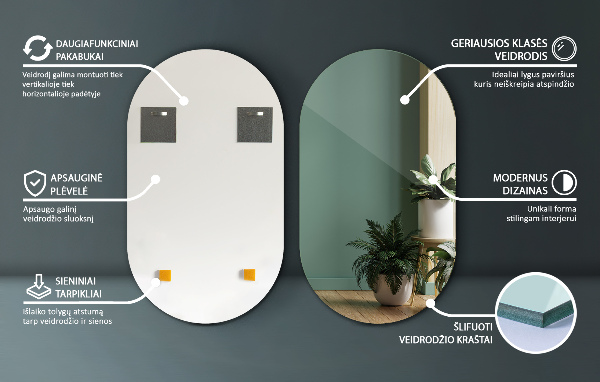 Ovale hangspiegel zonder lijst 46x80 cm