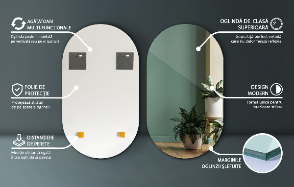 Ovale spiegel zonder lijst 58x100 cm