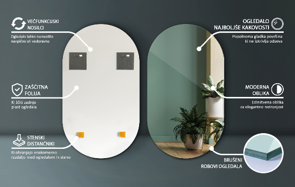 Ovale spiegel zonder lijst 58x100 cm