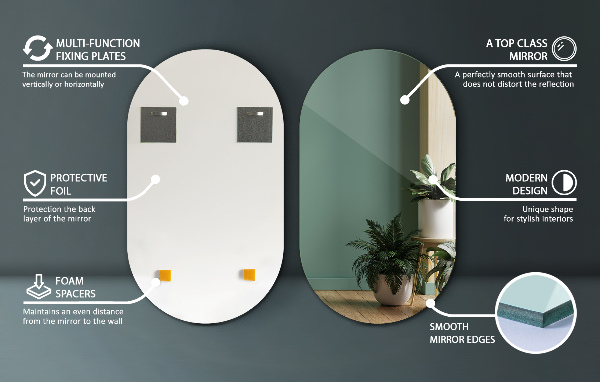 Ovale spiegel zonder lijst 58x100 cm