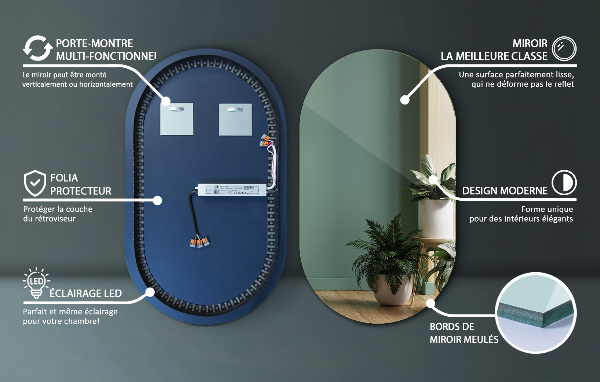 Ovale spiegel met licht 52x90 cm