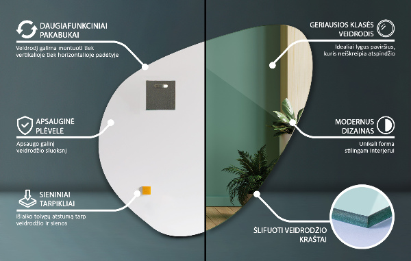 Spiegel organische vorm 48x48 cm