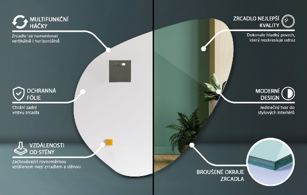 Spiegel asymmetrisch 58x58 cm