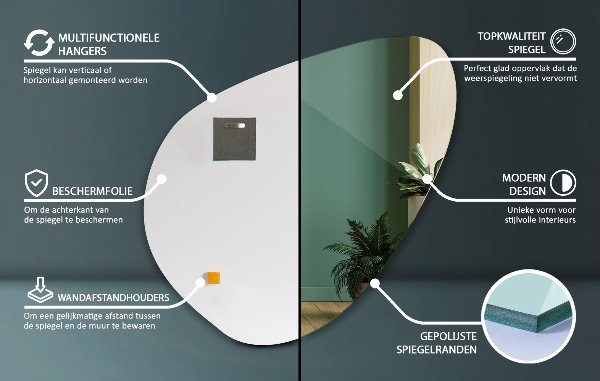 Spiegel organische 77x77 cm