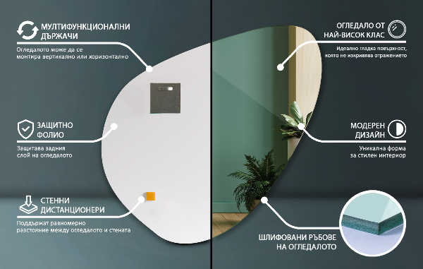 Spiegel organische 77x77 cm