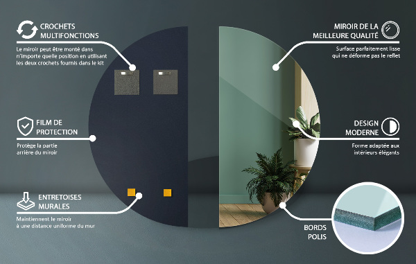 Halve maan spiegel 35x70 cm