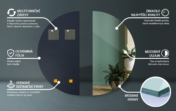 Halve maan spiegel 35x70 cm