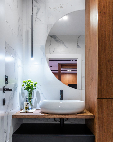 Halve maan spiegel 35x70 cm